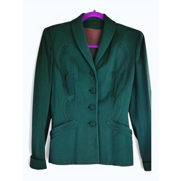 American Woolen Co. Jackets & Blazers - American Woolen Co Vintage 1940s Applique Blazer Emerald Green Rockabilly Pinup